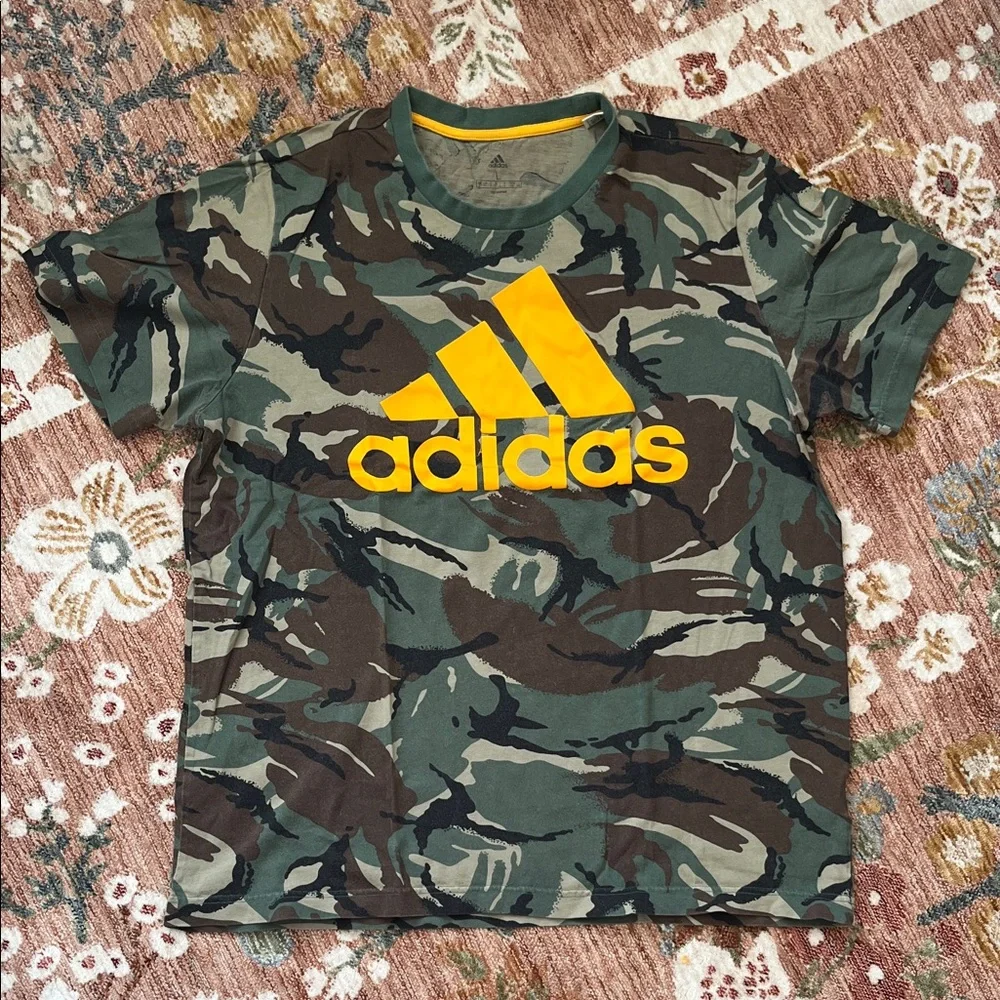 Adidas Men's Camo Tee - Green and Yellow - Picture 1 of 1
